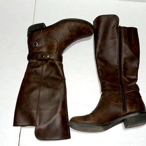 Brown wide calf riding boots